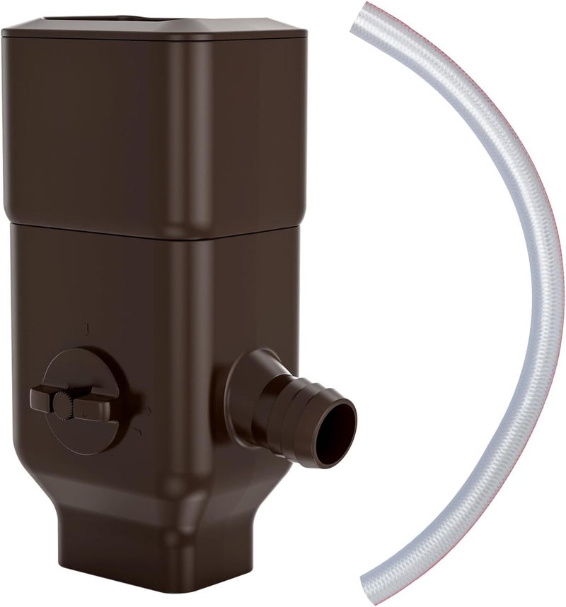 Prestantious Downspout Diverter, Rainwater Diverter with Adjustable Switch Valve, Rainwater Collection System Fits for 3”x 4”Oversize Downspout and 2”x3” Standard Downspout, Brown - Image 1